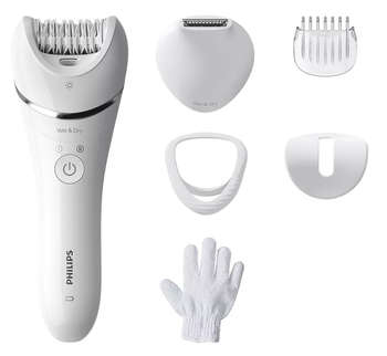 Эпилятор Philips BRE715/00 скор.:2 насад.:4 от аккум. белый/серебристый