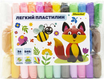 Школьная канцелярия SILWERHOF Пластилин легкий Веселые друзья LC36OP-540st 36цв. 15гр. стек 3шт пакет