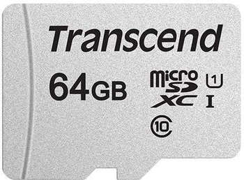 Карта памяти Transcend microSDXC 300S, 64 Гб, UHS-I Class U1, без адаптера