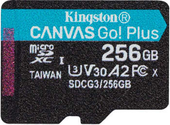 Карта памяти Kingston microSDXC Canvas Go Plus, 256 Гб, UHS-I, U3, V30, A2, без адаптера