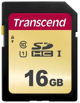 Карта памяти Transcend SDHC 500S, 16 Гб, UHS-I Class U1