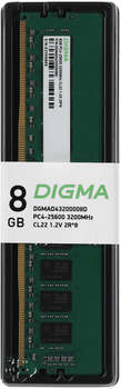 Оперативная память Digma Память DDR4 8Gb 3200MHz DGMAD43200008D RTL PC4-25600 CL22 DIMM 288-pin 1.2В dual rank Ret