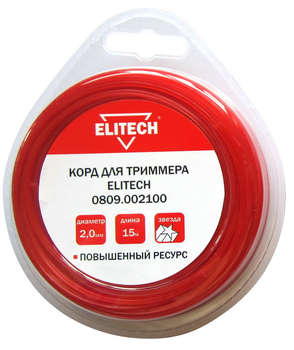 Аксессуар для садового инструмента ELITECH Леска для садовых триммеров 0809.002100 d=2мм L=15м