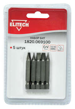 Набор бит и сверел  ELITECH Набор бит 1820.069100  для шуруповертов