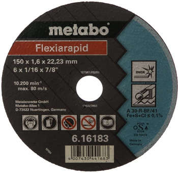 Круг, диск, фреза Metabo Диск отрезной по мет. Flexiarapid