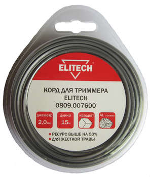 Аксессуар для садового инструмента ELITECH Леска для садовых триммеров 0809.007600 d=2мм L=15м