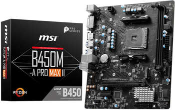Материнская плата MSI B450M-A PRO MAX II Soc-AM4 AMD B450 2xDDR4 mATX AC`97 8ch 2.5Gg RAID+DVI+HDMI