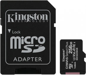 Карта памяти Kingston microSDXC Canvas Select Plus, 256 Гб, UHS-I Class U3 V30 A1, с адаптером