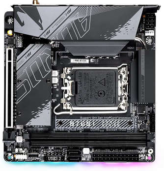 Материнская плата Gigabyte B760I AORUS PRO Soc-1700 Intel B760 2xDDR5 mini-ITX AC`97 8ch 2.5Gg RAID+HDMI+DP