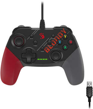 Аксессуар для игровой приставки A4TECH Геймпад Bloody GP30 Sports черный/красный USB виброотдача обратная связь