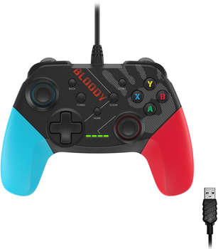 Аксессуар для игровой приставки A4TECH Геймпад Bloody GP30 Sports черный/синий USB виброотдача обратная связь