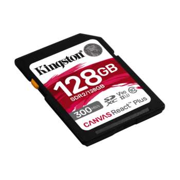 Карта памяти Kingston SDXC Canvas React Plus, 128 Гб, UHS-II Class U3 V90, чтение: 300Мб/с, запись: 260Мб/с