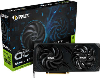 Видеокарта Palit PCI-E 4.0 PA-RTX4070 SUPER DUAL OC NVIDIA GeForce RTX 4070 Super 12Gb 192bit GDDR6X 1980/21000 HDMIx1 DPx3 HDCP Ret