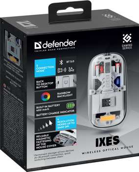 Мышь Мышка беспроводная IXES MM-999 LED TRANSPORENT 52999 DEFENDER