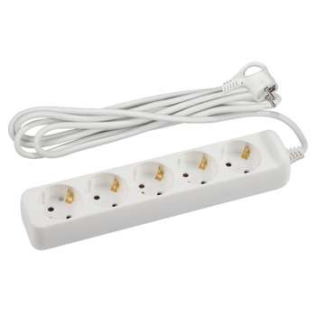 Сетевой фильтр ЭРА Б0044039 Удлинитель электрический U-5e-5m-3x1,5 с заземлением 5 розеток 5м ПВС 3x1,5мм2 16А