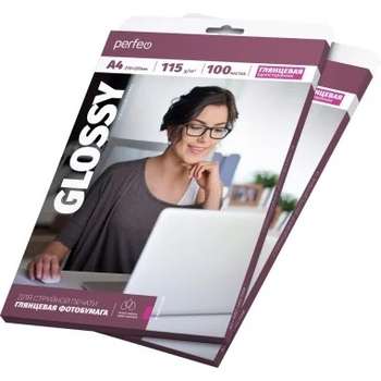 Фотобумага Perfeo PF-GLA4-115/100 Бумага глянцевая 100л, A4 115 г/м2