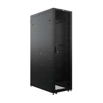 Шкаф, стойка EMILINK Шкаф напольный серверный NTSS ПРОЦОД DS 42U 600х1070мм, двойные боковые стенки,панель потолка с щеточными вводами, двери перфорированная и перфорированнаядвухстворчатая, без панели пола, регулируемые опоры, ролики, черный RAL 9005 NTSS-DS42-60107-V2