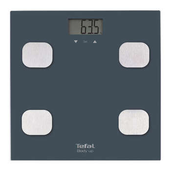 Весы TEFAL напольные Body Up BM2520V0, электронные, максимальная нагрузка 150 кг, квадрат, стекло, серые, 2100111795