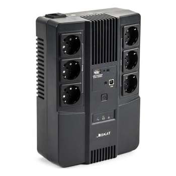 Источник бесперебойного питания Бастион ИБП SKAT-UPS 600 AI {Line-interactive, 600/360Вт, USB/RJ-45, АКБ 1х 7Ач, сверху ЕВРО 3+3, МПТ}
