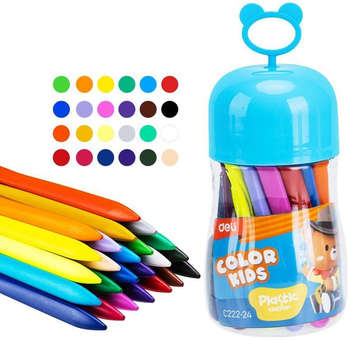 Школьная канцелярия  DELI Мелки пластик. EC222-24 Color Kids трехгр. 24цв.  пласт.туб. гол.