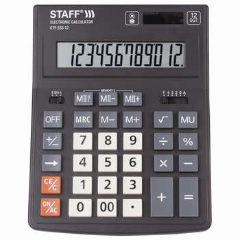 Калькулятор Staff настольный PLUS STF-333 , 12 разрядов, двойное питание, 250415