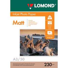 Фотобумага Lomond матовая БОЛЬШОГО ФОРМАТА, A3, 230 г/м2, односторонняя, 50 листов, LOMOND, 0102156
