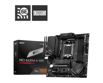 Материнская плата MSI PRO B650M-A WIFI B650, , 4*DDR5, 2*PCIEx16, 1*PCIEx1, 2*M.2, 1*TypeC, 4*USB3.2Gen2, 6*USB3.2Gen1, 4*USB2.0, 4*SATA3.0, 2.5G, DP, HDMI, M-ATX, RTL