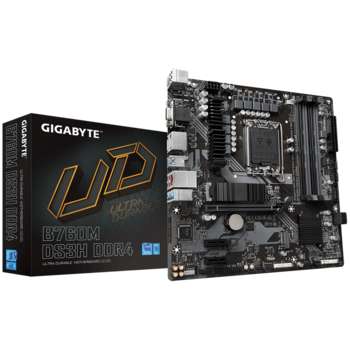 Материнская плата Gigabyte B760M DS3H DDR4, Socket 1700, Intel®B760, 4xDDR4-3200, D-SUB+HDMI+DP+DP, 1xPCI-Ex16, 2xPCI-Ex1, 4xSATA3xUSB3.2 Type-C™, mATX, RTL {10}