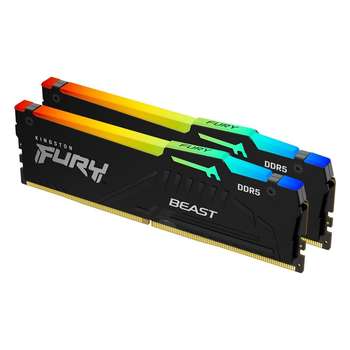 Оперативная память Kingston Модуль памяти 32GB DDR5 5200 DIMM FURY Beast Black RGB EXPO kit 2-16gb, Non-ECC Unbuffered 1RX8 36-40-40 1.25V 288-pin 16Gbit