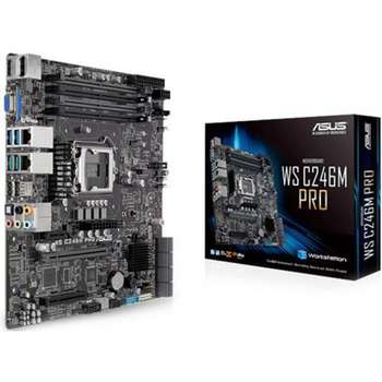 Материнская плата для сервера ASUS Материнская плата WS C246M PRO LGA1151 mATX 4xDDR4 PCIEx16 PCIEx8 PCIEx1 M.2 DP HDMI VGA 2xGLAN {5)