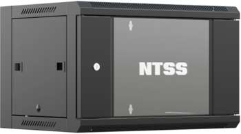 Шкаф, стойка NTSS Шкаф коммутационный  настенный 9U 570x600мм пер.дв.стекл 60кг черный 500мм 22кг 220град. 500мм IP20 сталь