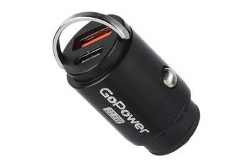 Автомобильная зарядка для устройств GoPower Автомобильное З/У GPQC12 1USB+1Type-C 22.5W Mini