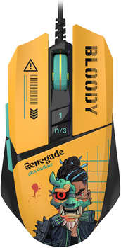Мышь A4TECH Bloody W63 Max Renegade желтый/рисунок оптическая 12000dpi USB