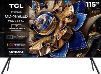 Телевизор TCL LED 115" 115X955 Mini LED Frameless черный/черный 4K Ultra HD 144Hz DVB-T DVB-T2 DVB-C DVB-S DVB-S2 USB WiFi Smart TV