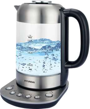 Чайник/Термопот HYUNDAI Чайник электрический HYK-G8407 1.8л. 2200Вт черный/прозрачный корпус: стекло
