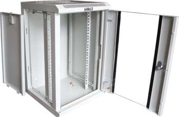 Шкаф, стойка LANMASTER Шкаф коммутационный  настенный 6U 312x300мм пер.дв.стекл 30кг серый