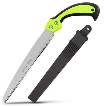 Садовый инструмент DELI Садовая пила с ножнами DL580927 270мм, сталь 65Mn, шаг зубьев 7TPI, обрезиненая ручка, шлифовка зубов с 3-х сторон, двухрядное распределение кромок