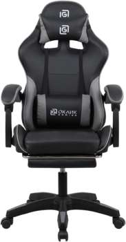 Кресло Oklick игровое Оклик Camper черный/серый искусственная кожа с подголов. крестов. пластик подст.для ног