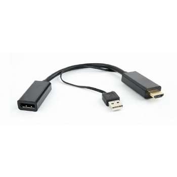 Кабель Gembird Cablexpert Конвертер HDMI->DisplayPort  HD19M+USBxHD20F, черный