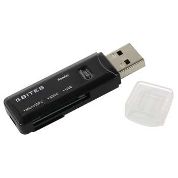 Контроллер 5Bites Устройство ч/з карт памяти RE3-200BK USB3.0 Card reader / SD / TF / USB PLUG / BLACK