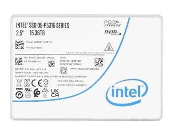 Накопитель для сервера Intel SSD жесткий диск PCIE 15.36TB QLC 2.5" D5 P5316 SSDPF2NV153TZN1 INTEL