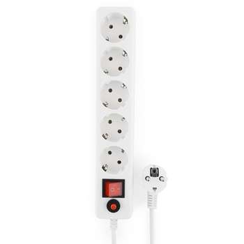 Сетевой фильтр Гарнизон ECL-5-W-1.4 5р, 10А, 1.4м, ур.защиты 4, белый, пакет