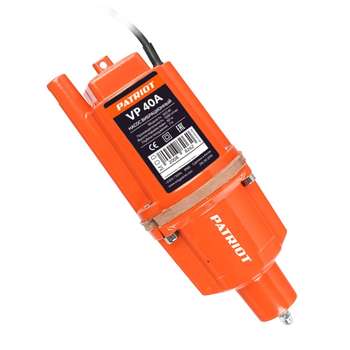 Садовый насос Patriot Насос погружной вибрационный VP 40А [315302515] { нижний забор, кабель 40 м, 300 Вт. 18 л/мин. H-70 м. D-96 мм. термозащита }