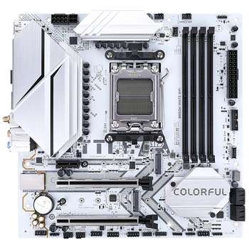 Материнская плата Colorful BATTLE-AX B650M-WHITE WIFI V14 B650, AM5, 4*DDR5, 2*PCIEx16, 1*PCIEx1, 2*M.2, 2*TypeC, 1*USB3.2Gen2, 3*USB3.2Gen1, 8*USB2.0, 4*SATA3.0, 2.5G, DP, HDMI, M-ATX, RTL