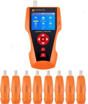 Измерительная техника LANMASTER Тестер кабельный LAN-PRO-L/TPK-POE-8R оранжевый/черный