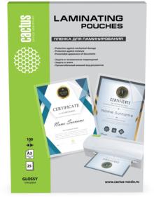 Для ламинатора CACTUS Пленка для ламинирования 100мкм A3  глянцевая 426x303мм CS-LPGA310025