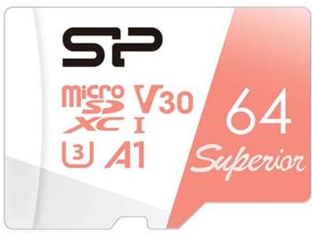 Карта памяти Silicon Power Флеш карта microSDXC 64GB SP064GBSTXDV3V20 Superior V30 A1 w/o adapter