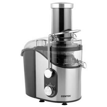 Соковыжималка Centek CT-1212, 1200 Вт, стакан 1,1 л, емкость для жмыха 1,7 л, металл, сталь/черный