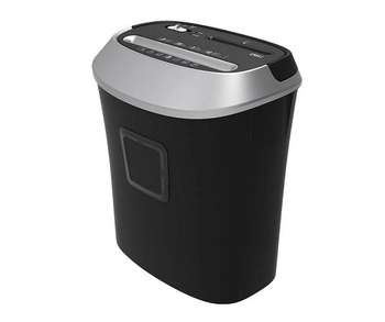 Шредер DELI E9948, DIN P-3 , фрагмент 5х38мм, 10 лист, CD/пл.карты/скрепки/скобы, 20 литров, чёрный.