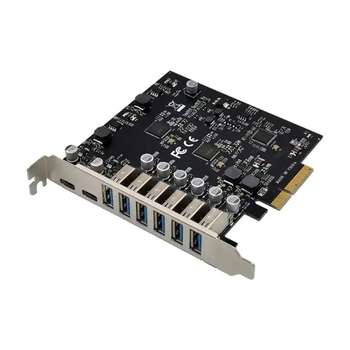 Контроллер Orient AM-U3142PE-6A2C, PCI-Ex4 v3.0, USB 3.2 Gen2, скорость до 10 Гбит/с, 8-port ext